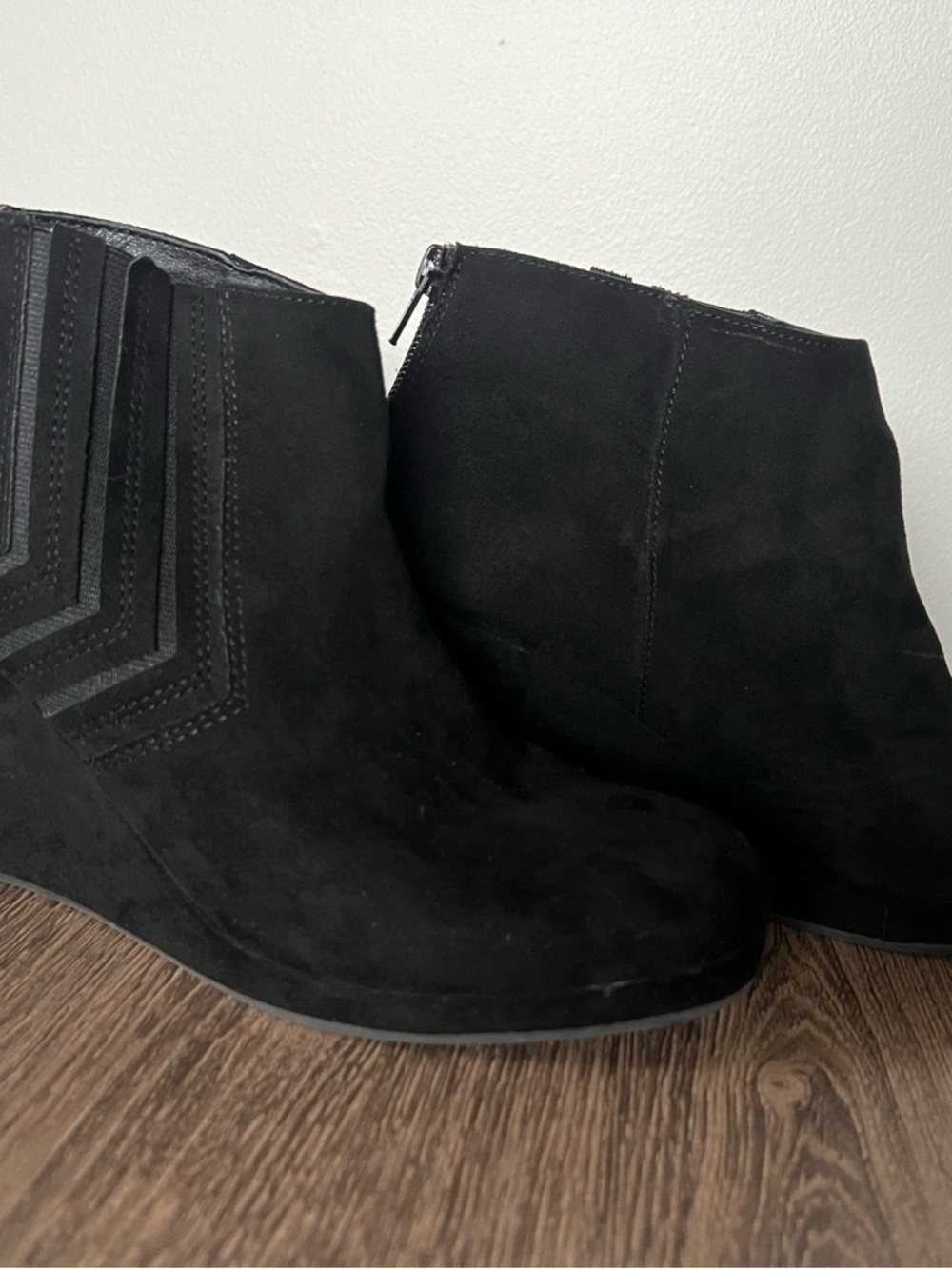 Sugar Black Suede Wedge Ankle Booties